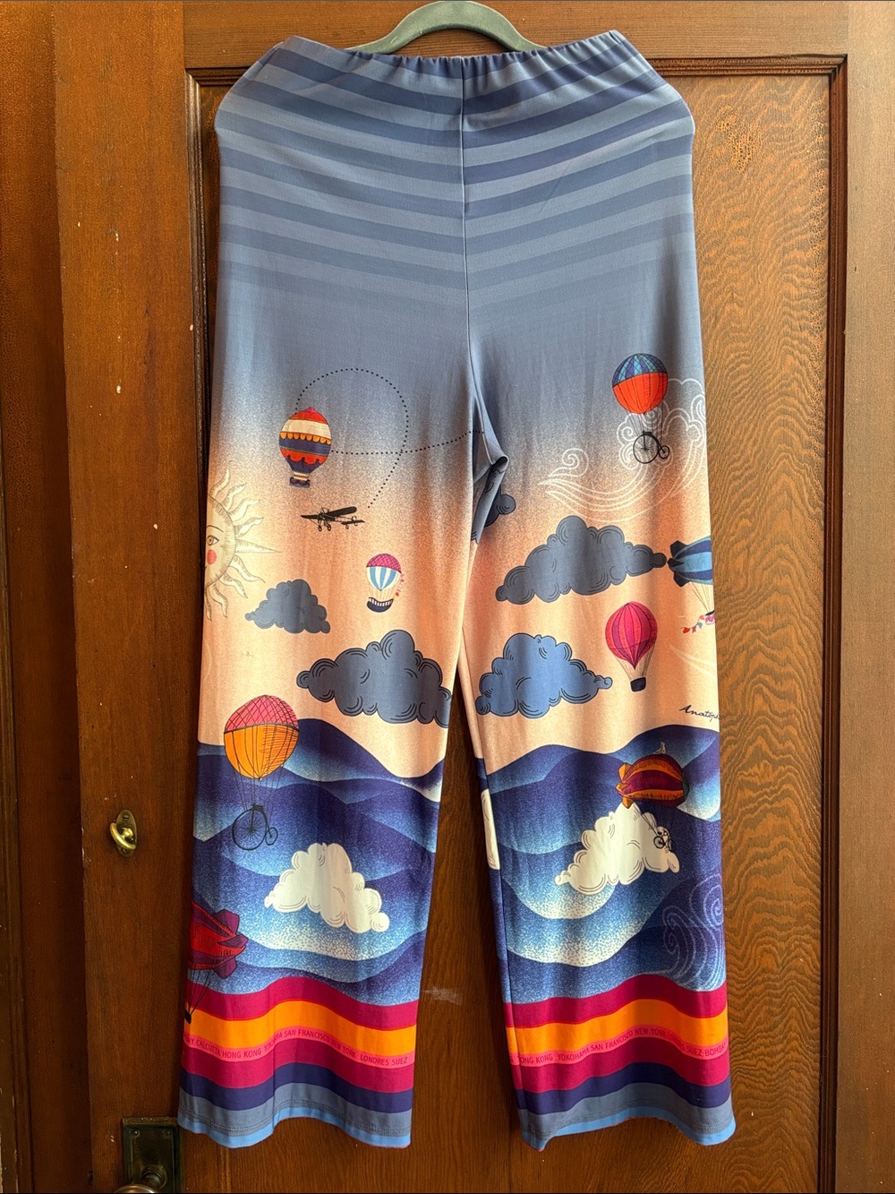 Anatolia Vibrant Color Hot Air Balloon Graphic Print Wide Leg Pants - Picture 4 of 15